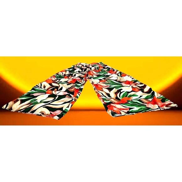 Moon Orchid Palazzo Pants Medium Abstract Festive High Waist Cruise Islands EUC - Picture 7 of 12